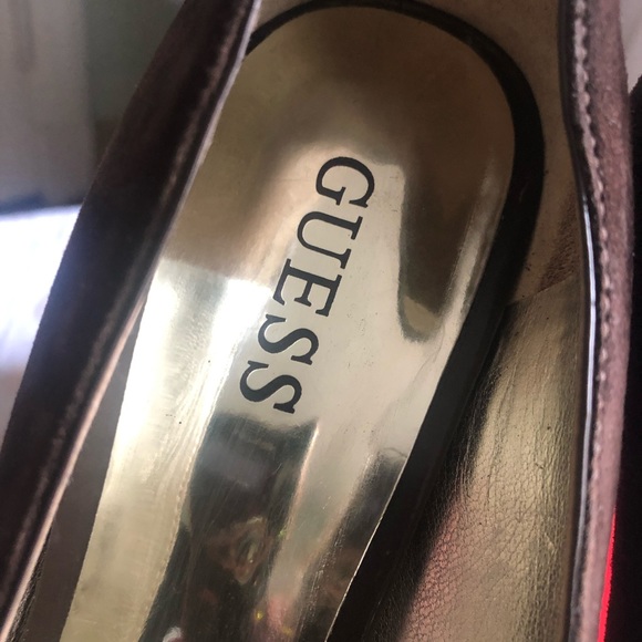 NWOT Brown Guess Suede Open Toe with Buckle Heels - Picture 5 of 8